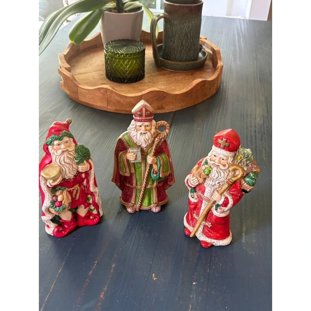 Brinns 1992 Vitg. Santa Claus Father Christmas Figurines Set of 3 Ceramic Decor